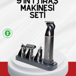 Mey İthalat® Şarjlı 9’u 1 Arada Çok Amaçlı Erkek Bakım Seti Yıkanabilir Başlıklar