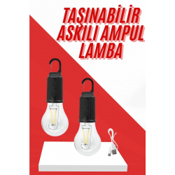 Mey İthalat® Şarjlı Aydınlatma Ampul Tasarımlı Ambians Işık Askılı Kamp Lambası