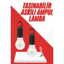 Mey İthalat® Şarjlı Aydınlatma Ampul Tasarımlı Ambians Işık Askılı Kamp Lambası