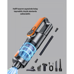 Mey İthalat® Şarjlı Kablosuz El Süpürgesi Yüksek Emiş Güçlü ve Çok Başlıklı