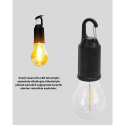 Mey İthalat® Şarjlı Kancalı LED Lamba – Kamp, Balkon ve Acil Durum Işığı