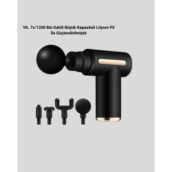 Mey İthalat® Şarjlı Kas Masaj Aleti 6 Kademe 4 Başlık Derin Doku EMS Titreşim Sporcu Masaj Tabancası