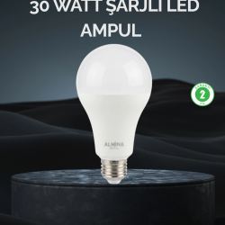 Mey İthalat® Şarjlı LED Ampul 30 Watt Soğuk Beyaz