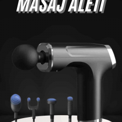 Mey İthalat® Şarjlı Masaj Tabancası 4 Başlıklı Mini Masaj Tabancası ve Masaj Aleti