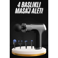 Mey İthalat® Şarjlı Masaj Tabancası 4 Başlıklı Mini Masaj Tabancası ve Masaj Aleti