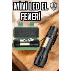 Mey İthalat® Şarjlı Metal Zoomlu El Feneri Işıldak Led Işık Taşınabilir El Lambası