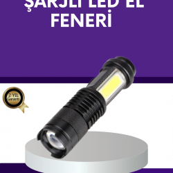 Mey İthalat® Şarjlı Mini LED El Feneri 2000 Lümen Su Geçirmez