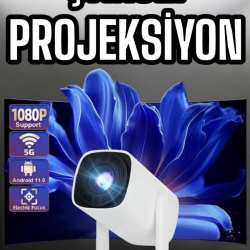 Mey İthalat® Şarjlı Projeksiyon Oyun Sinema Projektörü 4K HD Görüntü Kaliteli