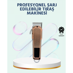 Mey İthalat® Şarjlı Saç Kesme Makinesi – Type-C Girişli, LCD Ekranlı ve Sessiz Motor