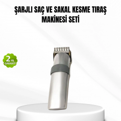 Mey İthalat® Şarjlı Saç ve Sakal Kesme Makinesi – Paslanmaz Çelik Bıçak, Ayarlanabilir Başlık