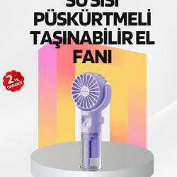 Mey İthalat® Şarjlı Su Buharlı El Vantilatörü – Taşınabilir Serinletici Fan