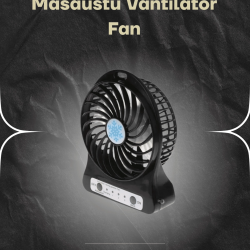 Mey İthalat® Şarjlı USB Fan – Masaüstü Mini Vantilatör, Taşınabilir, Işıklı, 3 Kademeli, Sessiz