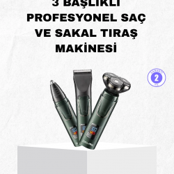 Mey İthalat® Şarjlı ve Kablosuz 3 Başlıklı Profesyonel Bakım Seti – Saç, Sakal, Burun ve Kulak Düzeltici