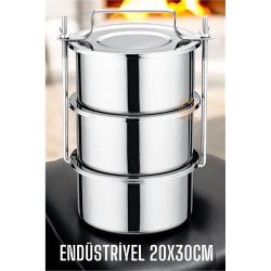 Mey İthalat® Sefer Tası Endüstriyel Yemek Kabı 430 Paslanmaz Çelik  XXL 20X10 CM