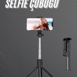 Mey İthalat® Selfie Çubuğu Tripod Bluetooth Kumandalı Selfie Çubuğu Telefon Tutucu