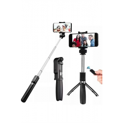 Mey İthalat® Selfie Çubuğu Tripod Bluetooth Kumandalı Selfie Çubuğu Telefon Tutucu