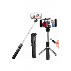 Mey İthalat® Selfie Çubuğu Tripod Bluetooth Kumandalı Selfie Çubuğu Telefon Tutucu