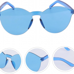 Mey İthalat® Sert Mika Oval Şekilli Çerçevesiz Mavi Gözlük Retro Parti 5x14 cm