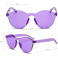 Mey İthalat® Sert Mika Oval Şekilli Çerçevesiz Mor Gözlük Retro Parti 5x14 cm