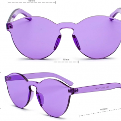 Mey İthalat® Sert Mika Oval Şekilli Çerçevesiz Mor Gözlük Retro Parti 5x14 cm