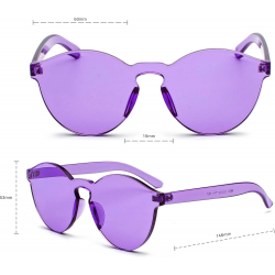 Mey İthalat® Sert Mika Oval Şekilli Çerçevesiz Mor Gözlük Retro Parti 5x14 cm