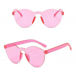 Mey İthalat® Sert Mika Oval Şekilli Çerçevesiz Pembe Gözlük Retro Parti 5x14 cm