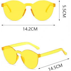 Mey İthalat® Sert Mika Oval Şekilli Çerçevesiz Sarı Gözlük Retro Parti 5x14 cm