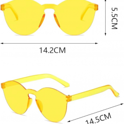 Mey İthalat® Sert Mika Oval Şekilli Çerçevesiz Sarı Gözlük Retro Parti 5x14 cm