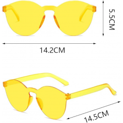 Mey İthalat® Sert Mika Oval Şekilli Çerçevesiz Sarı Gözlük Retro Parti 5x14 cm