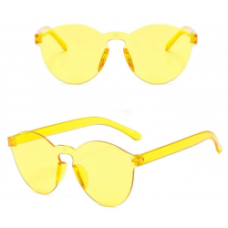 Mey İthalat® Sert Mika Oval Şekilli Çerçevesiz Sarı Gözlük Retro Parti 5x14 cm
