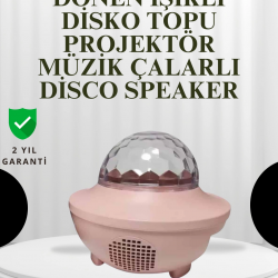 Mey İthalat® Sesle Etkileşimli Yıldız Projektörlü Gece Lambası – Bluetooth Hoparlörlü, USB Girişli, Dönen Okyanus