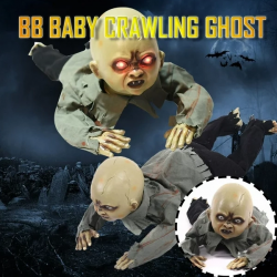 Mey İthalat® Sesli Işıklı ve Sensörlü Yerde Emekleyen Hareketli Bebek Hayalet Zombi Dekor 30x85 cm