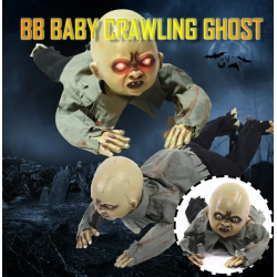 Mey İthalat® Sesli Işıklı ve Sensörlü Yerde Emekleyen Hareketli Bebek Hayalet Zombi Dekor 30x85 cm