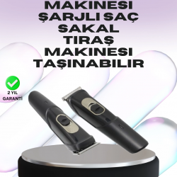 Mey İthalat® Sessiz Motorlu, Kablosuz Kullanımlı Şarjlı Saç ve Sakal Kesme Makinesi – Taraklı Set