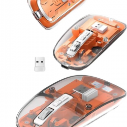 Mey İthalat® Sessiz Tıklama Çift Modlu Bluetooth Ve Alıcı Şeffaf Mouse Fare