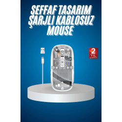 Mey İthalat® Sessiz Tıklama Çift Modlu Bluetooth Ve Alıcı Şeffaf Mouse Fare
