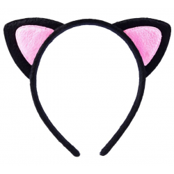 Mey İthalat® Sevimli Kedi Kulak Pofuduk Kedi Taç Siyah İçi Pembe Renk 17x15 cm