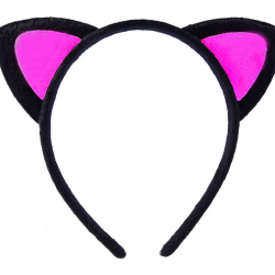 Mey İthalat® Sevimli Kedi Kulak Pofuduk Kedi Taç Siyah İçi Şeker Fuşya Renk 17x15 cm
