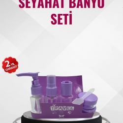 Mey İthalat® Seyahat Boy Banyo Seti 5’li Mini Şişe ve Krem Kutusu Çantalı