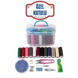 Mey İthalat® Özel Kutulu 39 Parça Dikiş Seti – Renkli İplikler, Makas, İğne, Mezura ve Aksesuarlar 711837