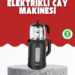 Mey İthalat® Sıcak Tutma Özellikli 2’si 1 Arada Çay Makinesi ve Su Isıtıcı