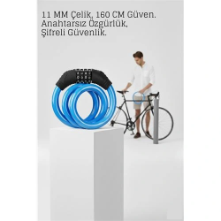 Mey İthalat® Şifreli Bisiklet Kilidi Scooter Motosiklet Kilidi - Anahtarsız Güvenlik Çelik Kablo