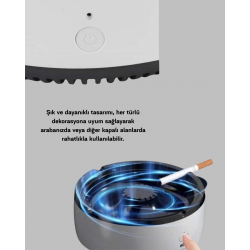 Mey İthalat® Sigara Dumanı ve Koku Giderici Hava Temizleyici Küllük – 2 Katmanlı Filtreli, USB Şarjlı