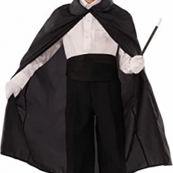 Mey İthalat® Sihirbaz Pelerini 90 cm ve Sihirbaz Şapkası Siyah Renk Çocuk Boy