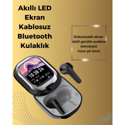 Mey İthalat® Şık, Akıllı ve Güçlü: LED Ekranlı Kablosuz Kulaklık Seti