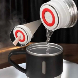 Mey İthalat® Şık ve Dayanıklı 3 Bardaklı Termos Seti Uzun Süre Isı Koruma Özellikli