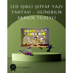 Mey İthalat® Şık ve Modern LED Pano – Neon Işıklı Silinebilir Akrilik Yazı Tahtası, 7 Renkli Kalem Dahil