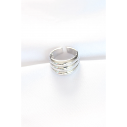 Mey İthalat® Silver Renk Ayarlanabilir Çizgili Bombe Yüzük