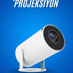 Mey İthalat® Sinema Projektörü Android HDMI USB WİFİ Ses Çıkışlı Ayaklı Projeksiyon Taşınabilir