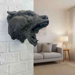 Mey İthalat® Siyah Ayı Figürü Duvar Dekoru Asılabilir Hediyelik Heykel 25x19 cm